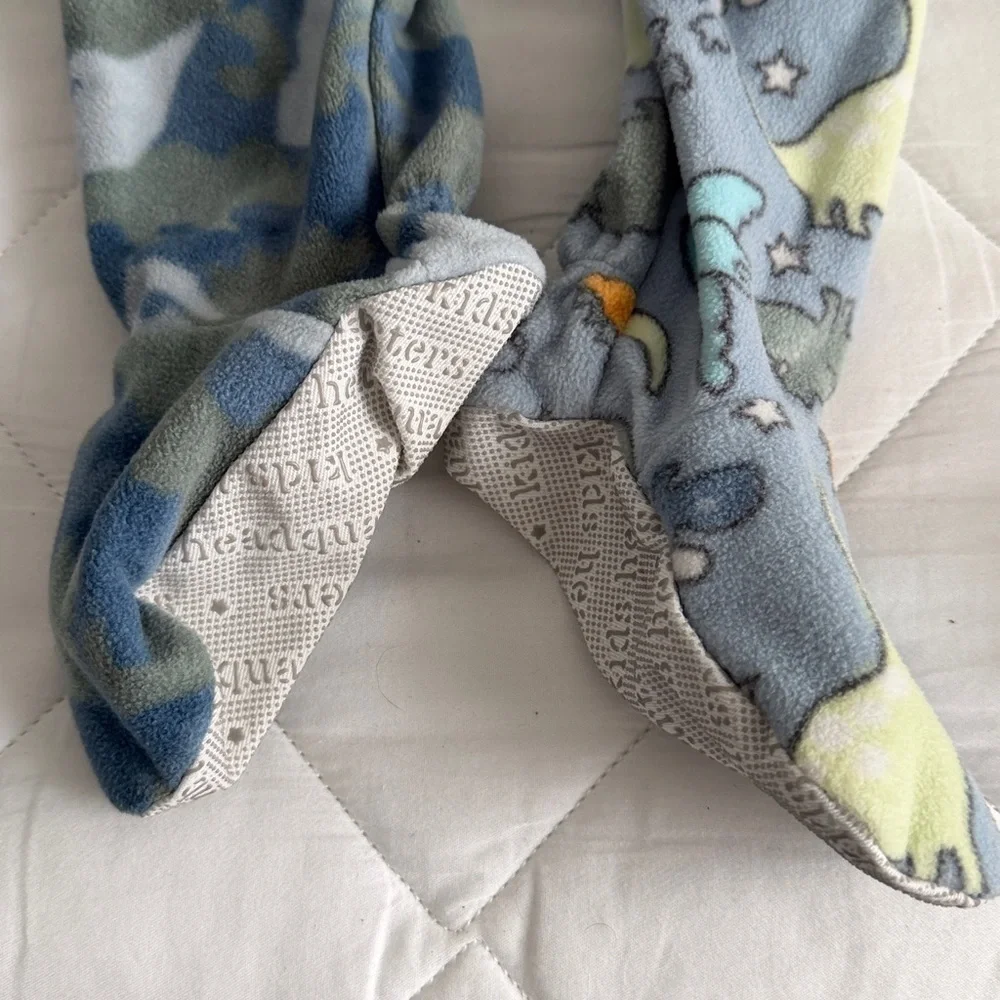 Kids Headquarters Dinosaur Print Footies - Blue and Gray